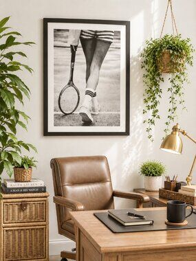 Glossista Tennis Wall Art Framed Black White Fashion Print 18x24 Quiet Luxury